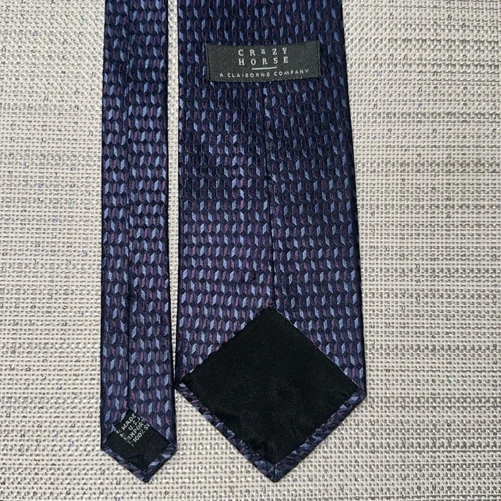 Crazy Horse Navy Light Blue Purple Woven Silk Tie